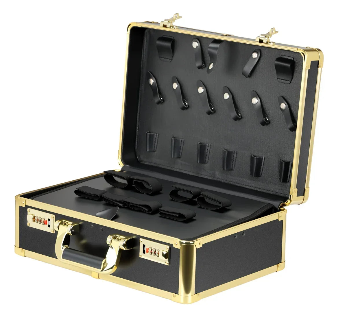 Karma Professional Portable Salon Hard Case Black with Gold Trim