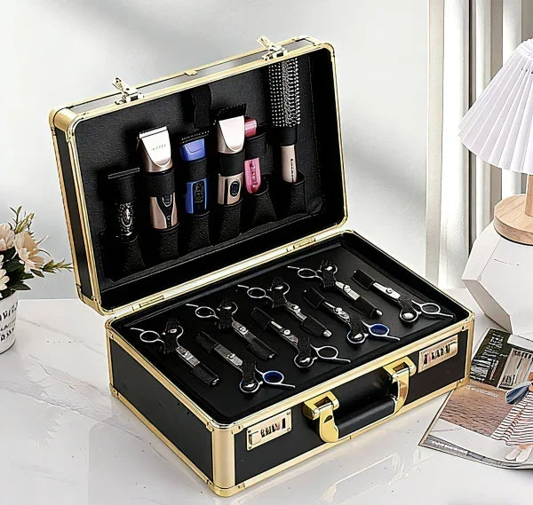 Karma Professional Portable Salon Hard Case Black with Gold Trim
