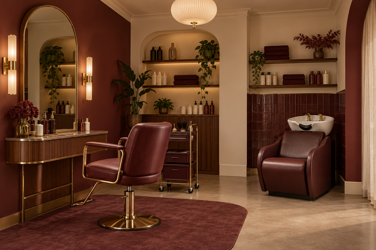 Retro Rouge home-based 1-seat hair salon design concept