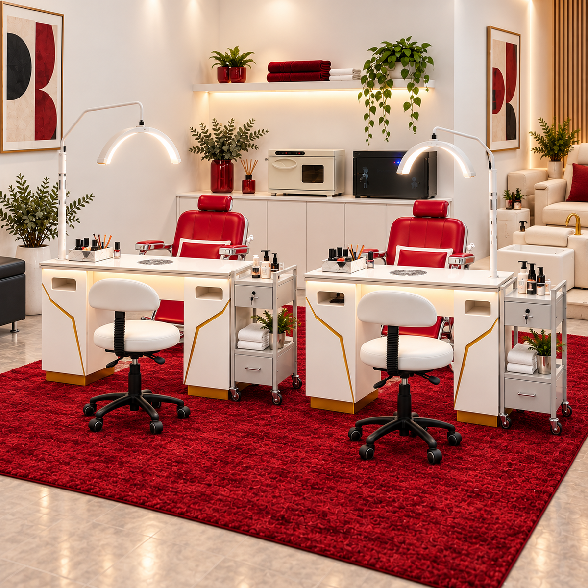 Retro Rouge 2 station nail salon fitout package