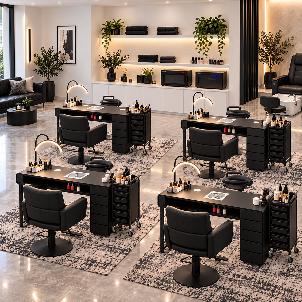 Urban Monochrome 4 station nail salon fitout package