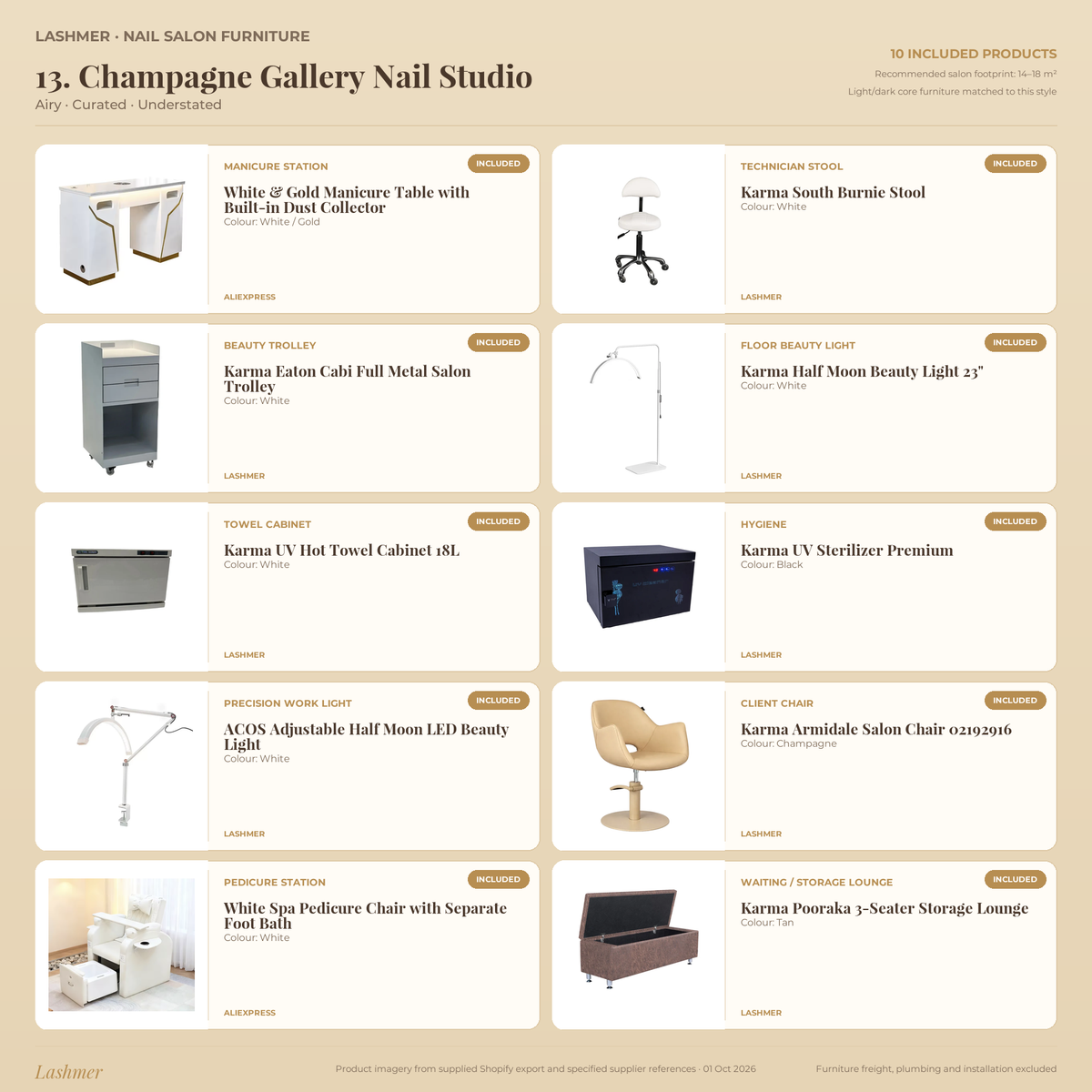 Champagne Gallery nail salon package product board