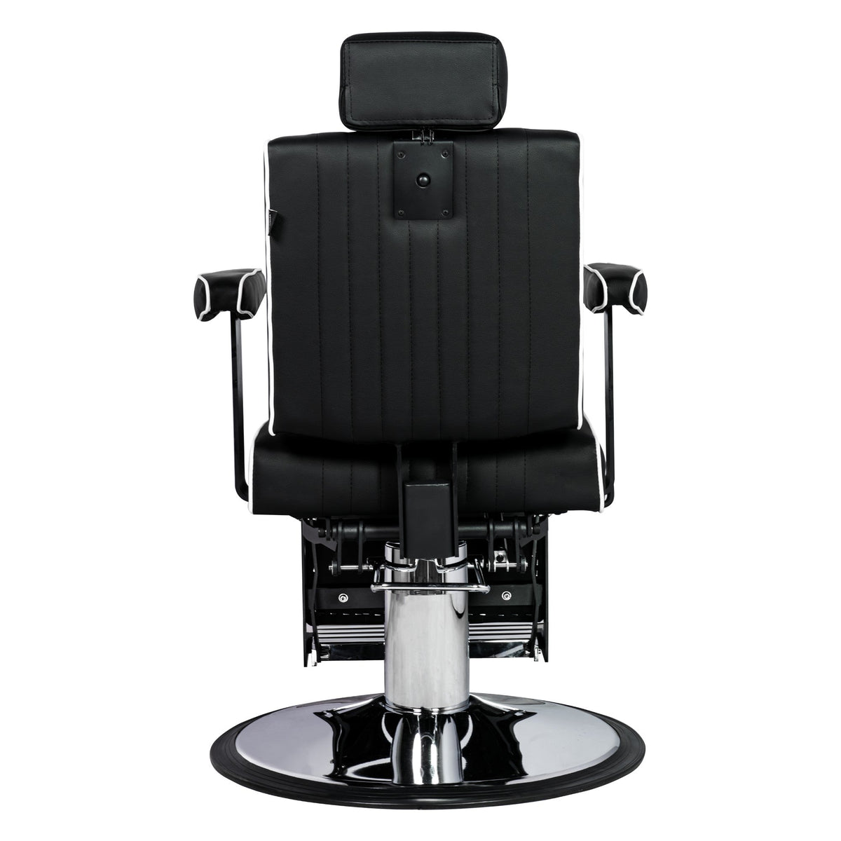 Karma Nerang Barber Chair Black & Chrome with White Piping