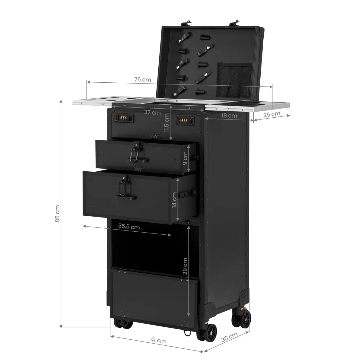 Karma Professional Portable Hard Case Salon Trolley Lockable with Drawers