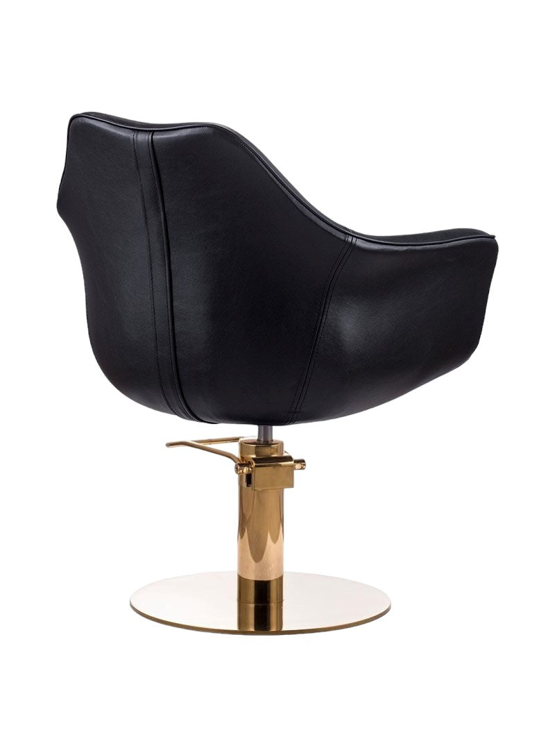 Karma Cronulla Salon Chair Black Vinyl With Gold Base & Pump 02050112