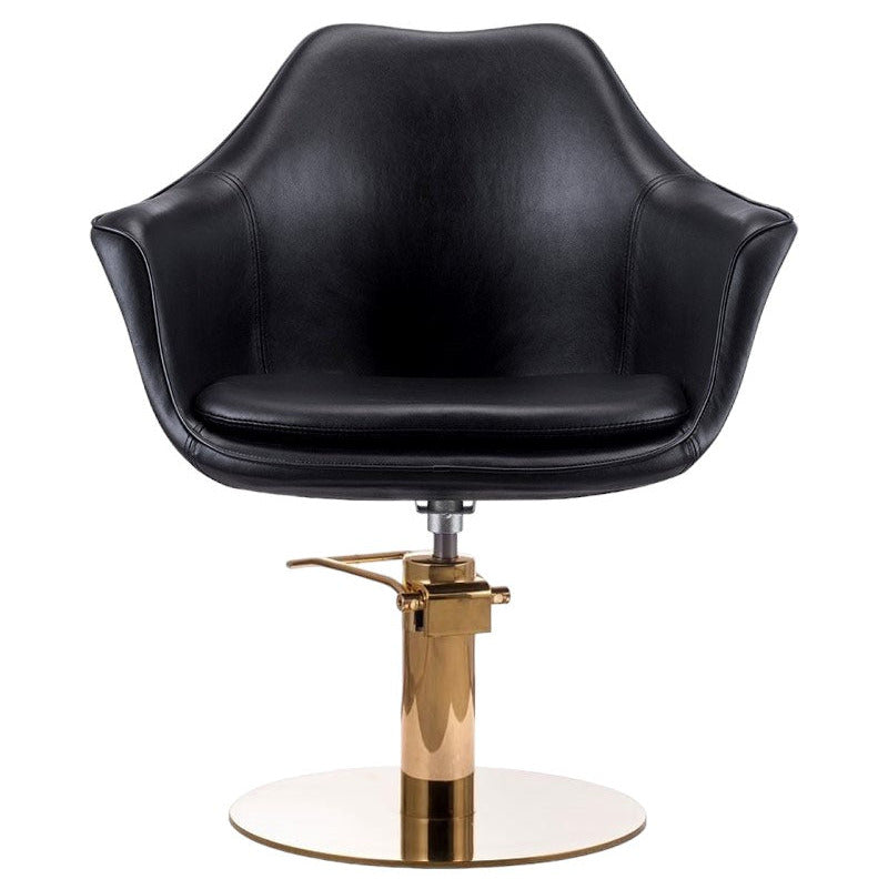 Karma Cronulla Salon Chair Black Vinyl With Gold Base & Pump 02050112
