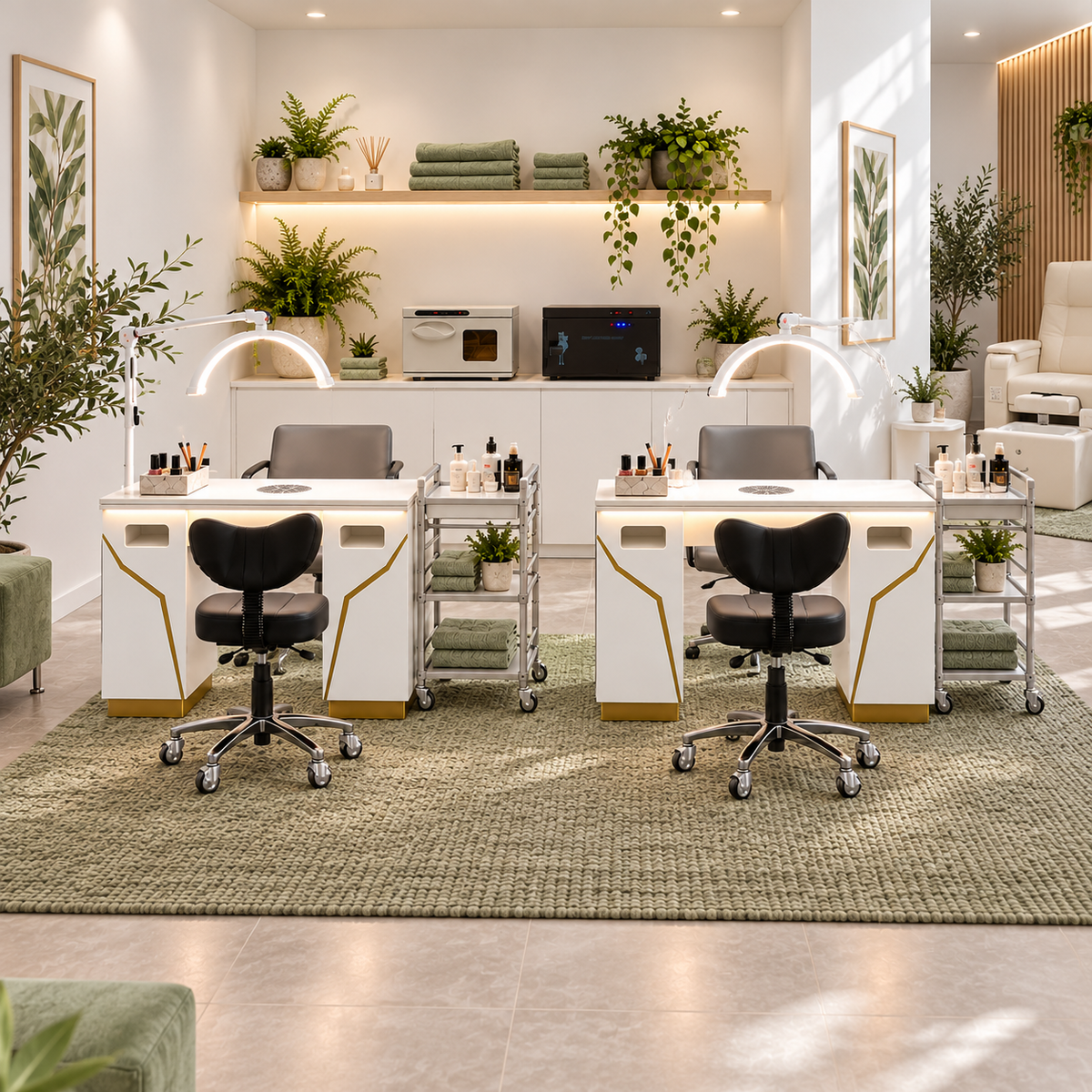 Botanical Sage 2 station nail salon fitout package