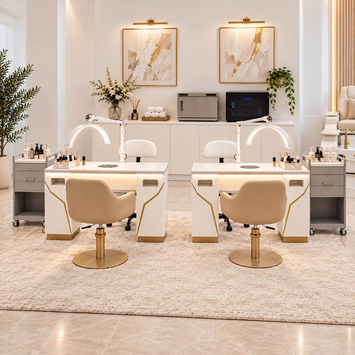 Champagne Gallery 2 station nail salon fitout package
