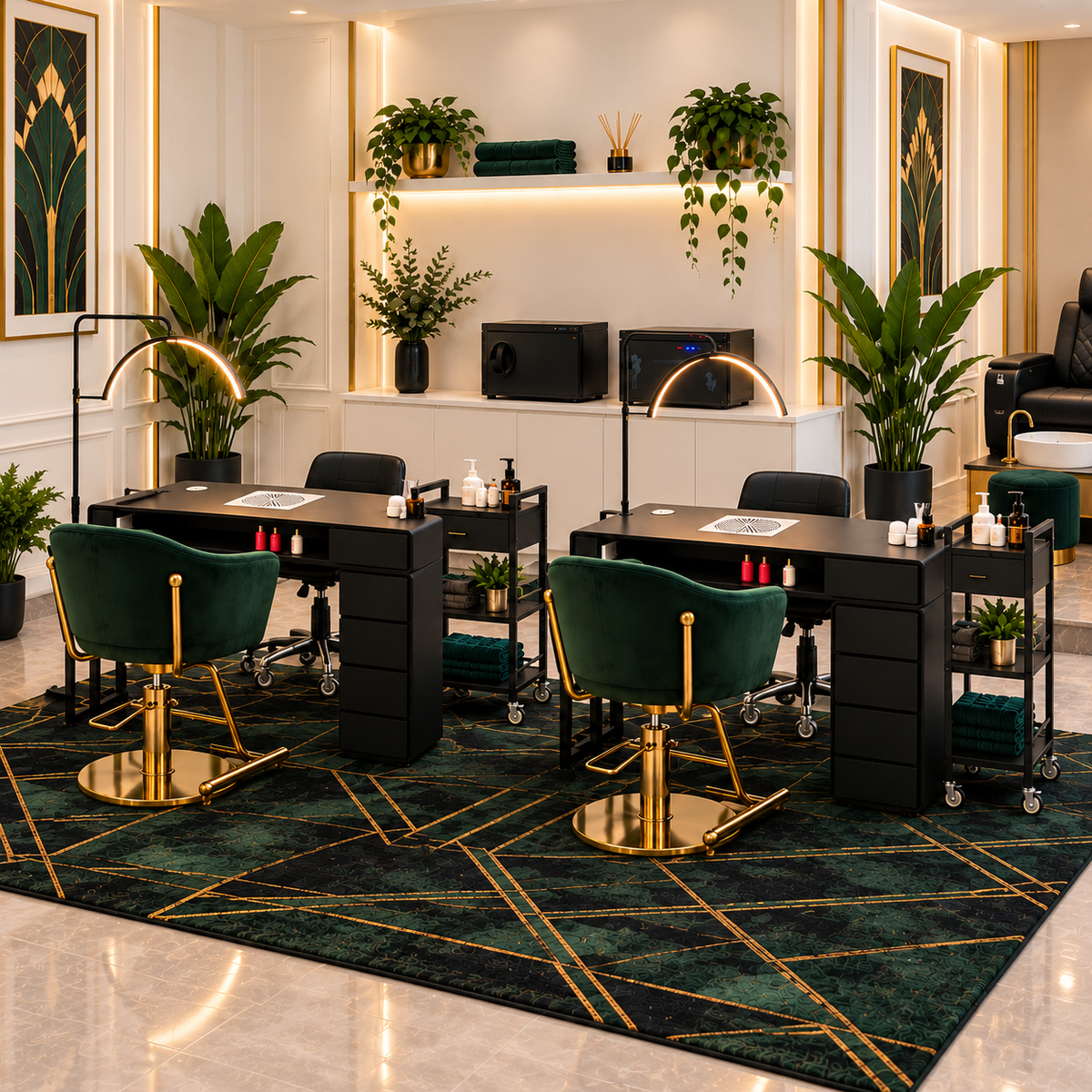 Emerald Art Deco 2 station nail salon fitout package