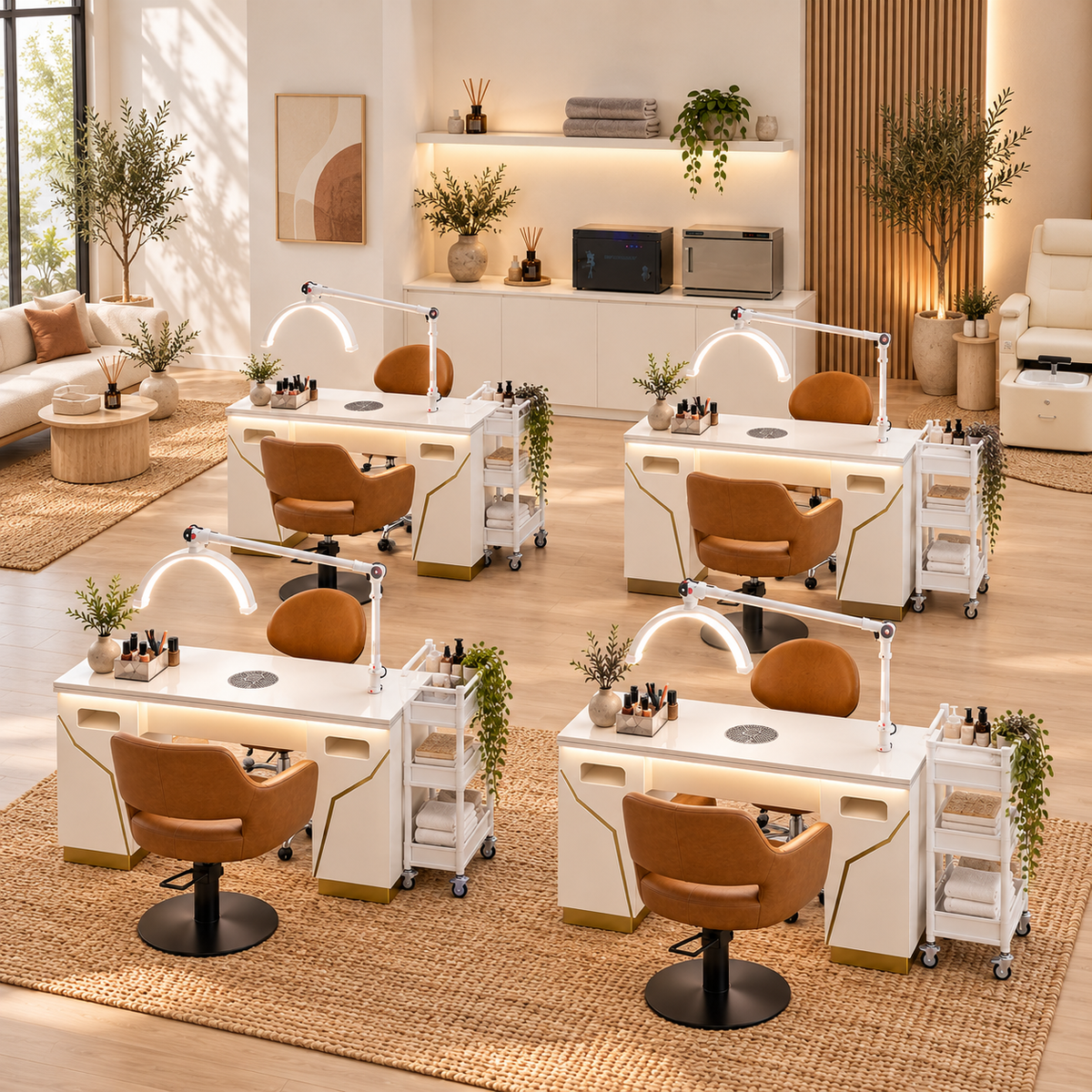 Japandi Spa 4 station nail salon fitout package