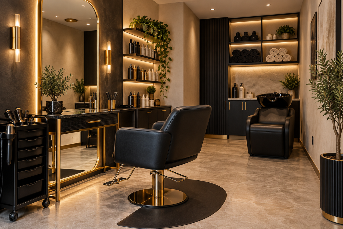 Luxury Boutique home-based 1-seat hair salon design concept