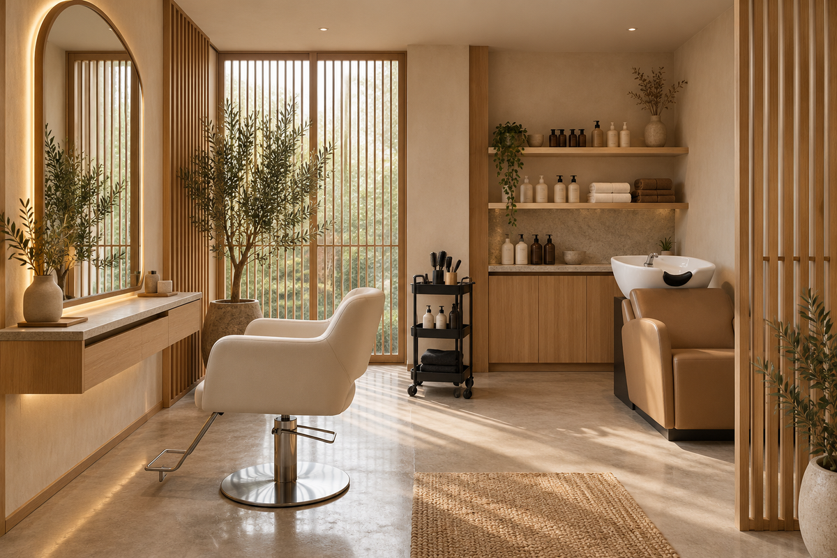 Japandi Spa home-based 1-seat hair salon design concept