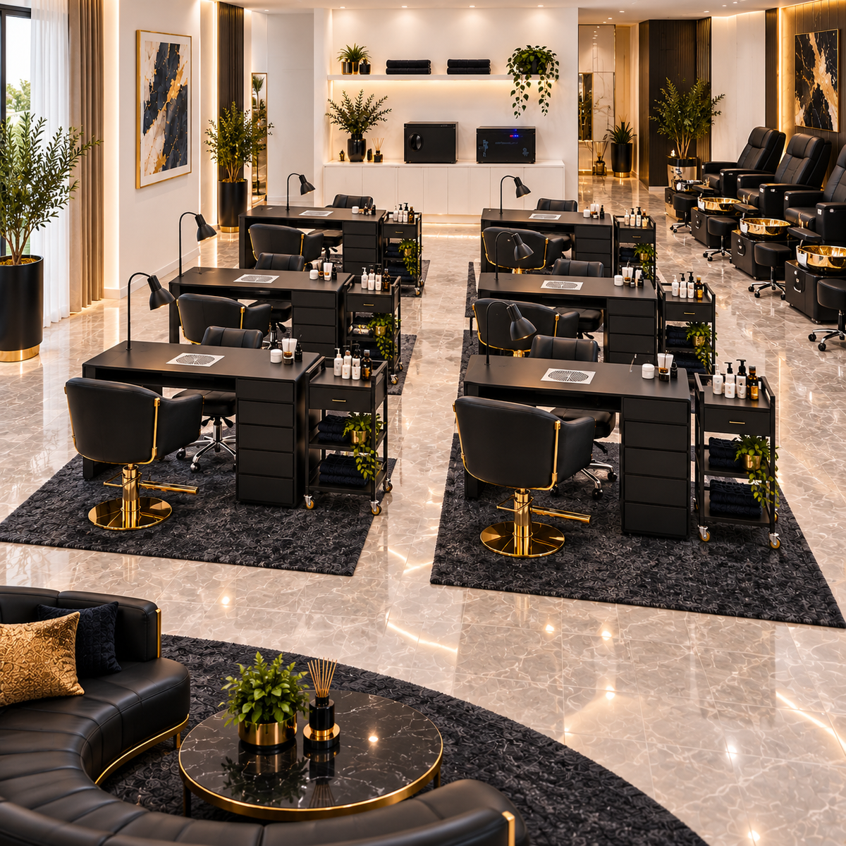Luxury Boutique commercial 4 to 10 station nail salon fitout package