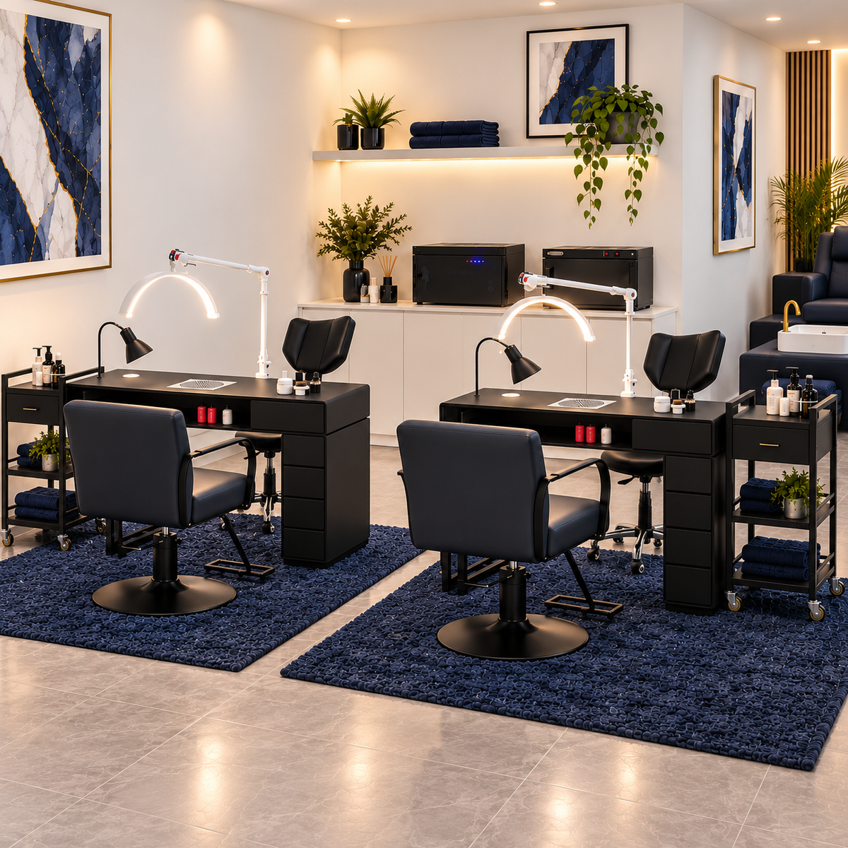 Midnight Navy 2 station nail salon fitout package