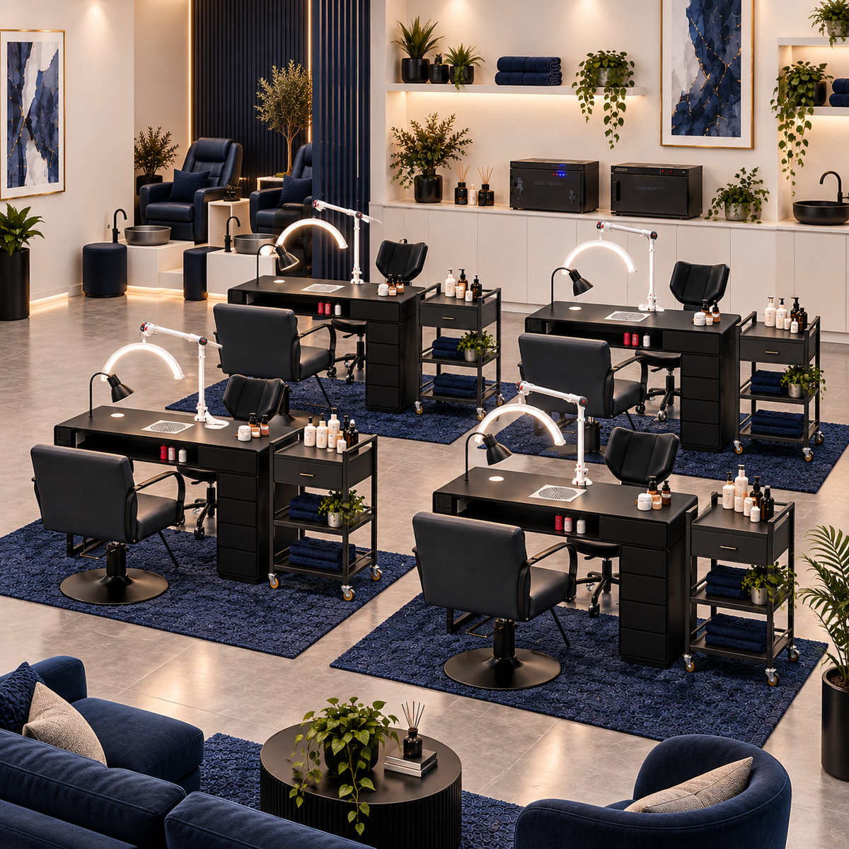 Midnight Navy 4 station nail salon fitout package