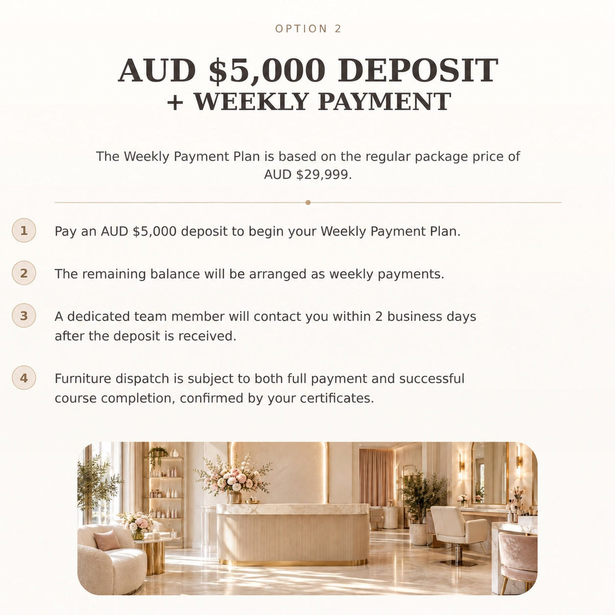 AUD 5000 deposit weekly purchase plan