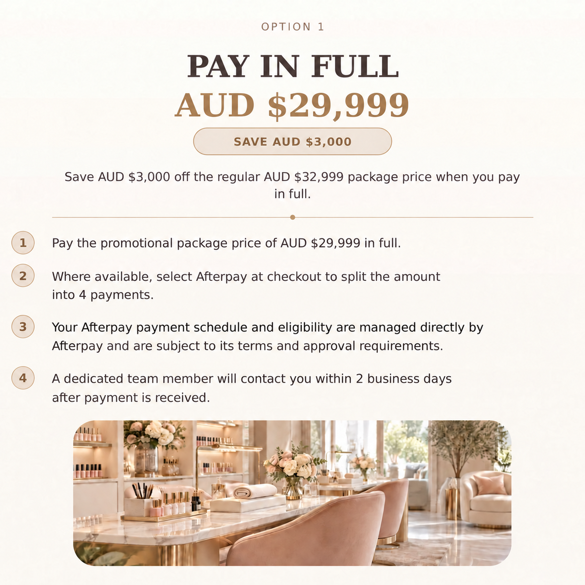 Pay in full purchase plan – AUD 29,999